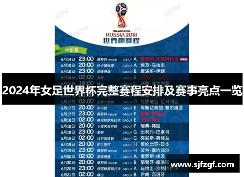 2024年女足世界杯完整赛程安排及赛事亮点一览